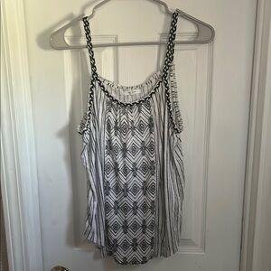 Maurices Black and White Smocked Camisole Top